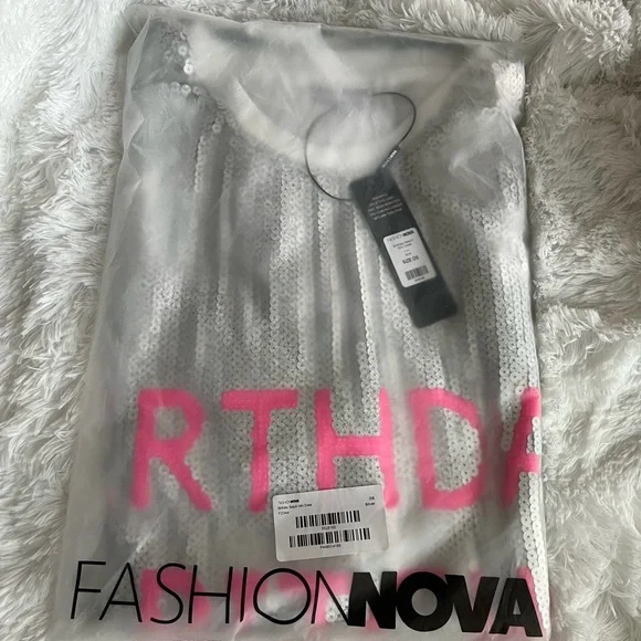 Fashion Nova Birthday B***h Sliver Sequin Mini Dress - Picture 7 of 14
